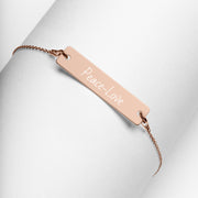 Peace-Love Engraved Silver Bar Chain Bracelet