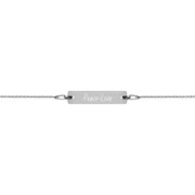 Peace-Love Engraved Silver Bar Chain Bracelet