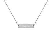 Peace-Love Engraved Silver Bar Chain Necklace