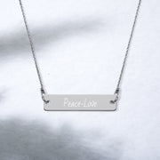 Peace-Love Engraved Silver Bar Chain Necklace