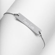 Peace-Love Engraved Silver Bar Chain Necklace