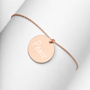 Peace Engraved Silver Disc Necklace