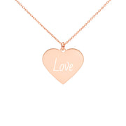 Love Engraved Silver Heart Necklace