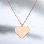 Love Engraved Silver Heart Necklace