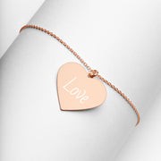 Love Engraved Silver Heart Necklace