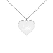 Love Engraved Silver Heart Necklace