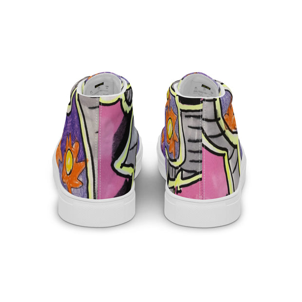 A Art Printed Men’s high top canvas shoes