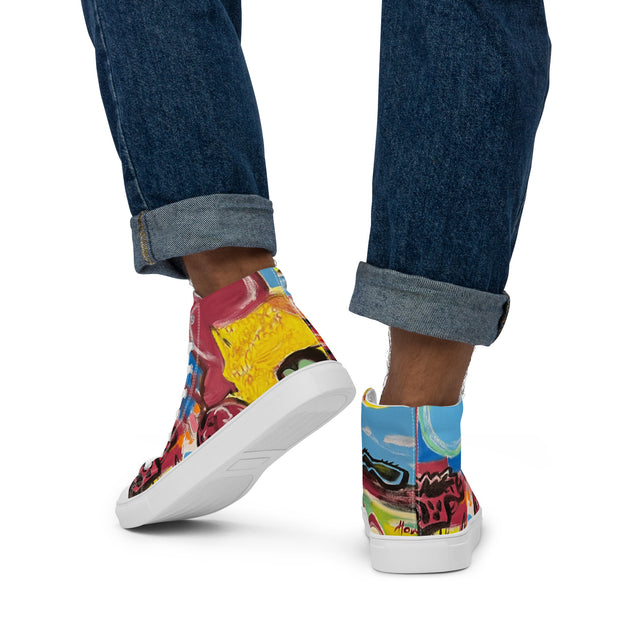 New Art printed Men’s high top canvas shoes