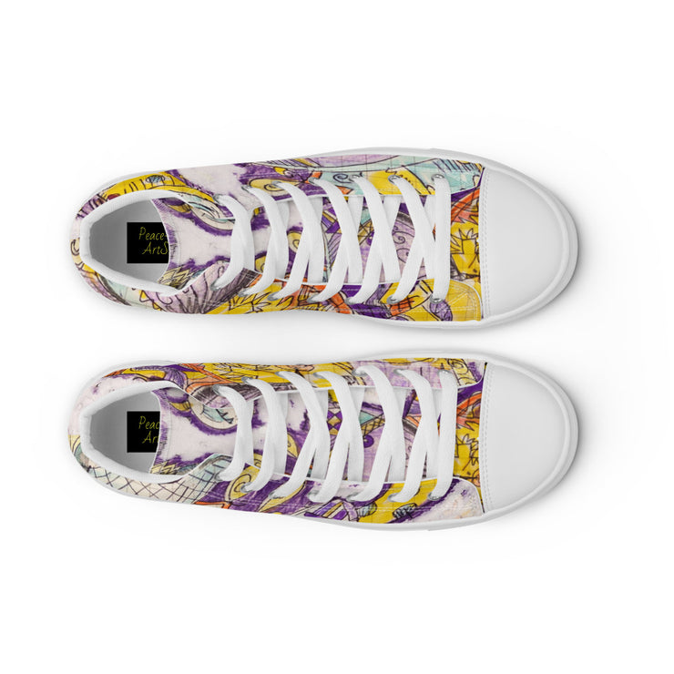 Peace-Love Cartoon Men’s high top canvas shoes