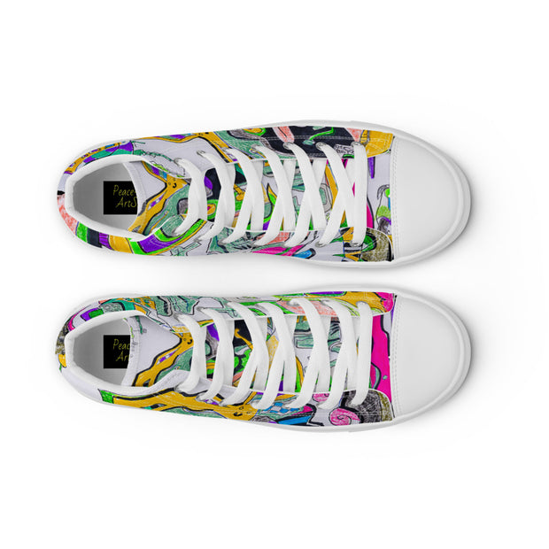 Peace-Love Art Shop Men’s high top canvas shoes