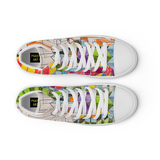 A Multi Color Peace Men’s high top canvas shoes