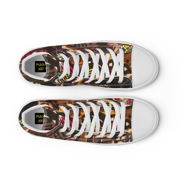 A Art Printed Men’s high top canvas shoes