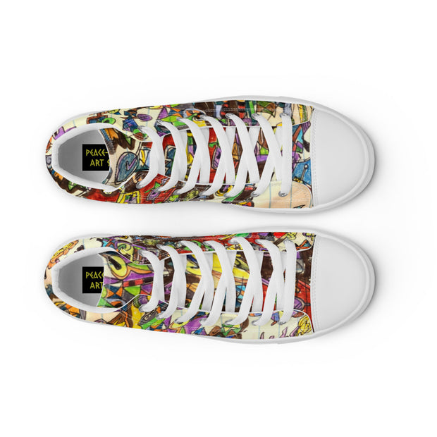 A Art Printed Men’s high top canvas shoes