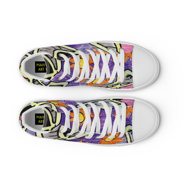 A Art Printed Men’s high top canvas shoes