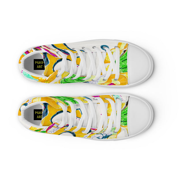 A printed Men’s high top canvas shoes