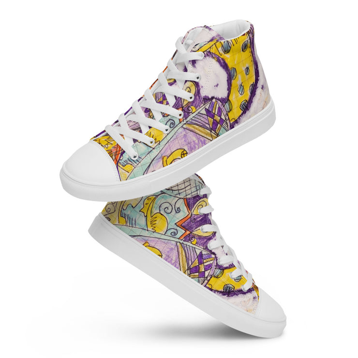 Peace-Love Cartoon Men’s high top canvas shoes