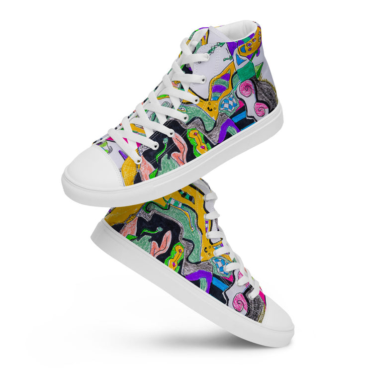 Peace-Love Art Shop Men’s high top canvas shoes