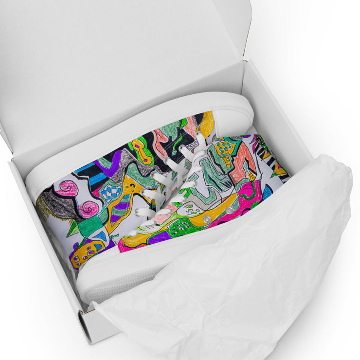 Peace-Love Art Shop Men’s high top canvas shoes