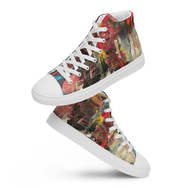 A Art Printed Men’s high top canvas shoes