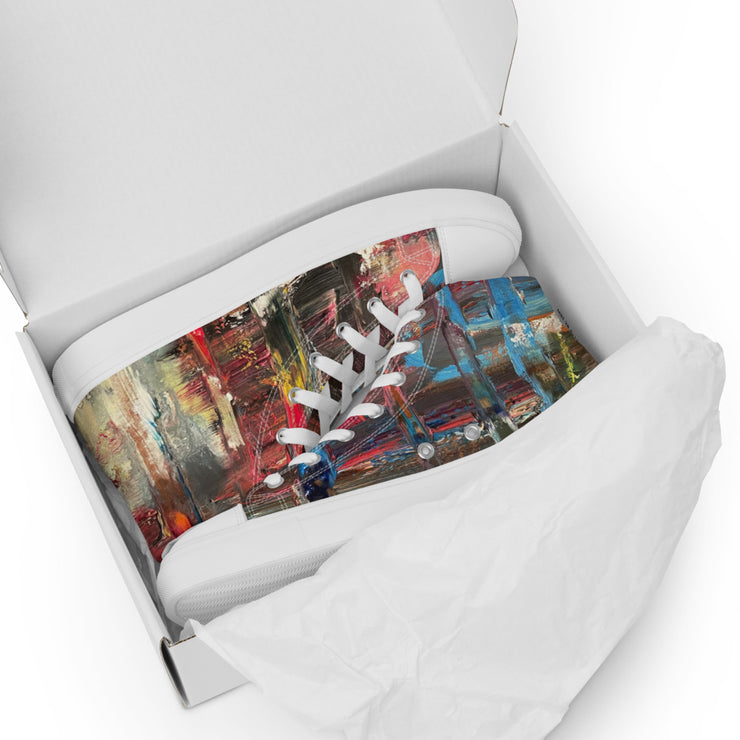 A Art Printed Men’s high top canvas shoes