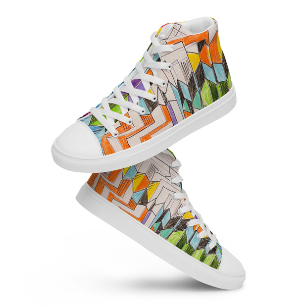 A Multi Color Peace Men’s high top canvas shoes