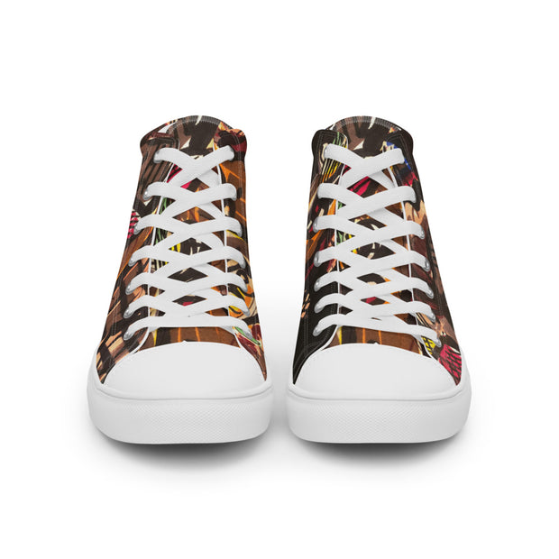 A Art Printed Men’s high top canvas shoes