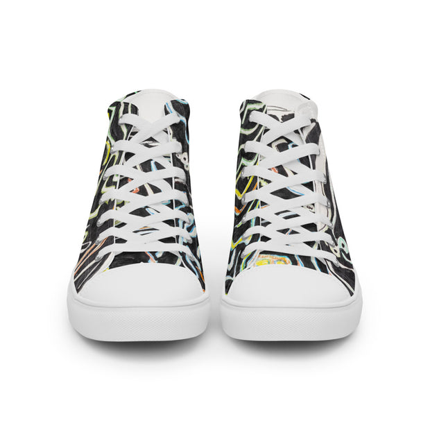 A Art Printed Men’s high top canvas shoes