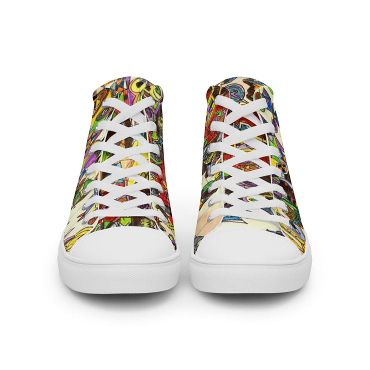 A Art Printed Men’s high top canvas shoes