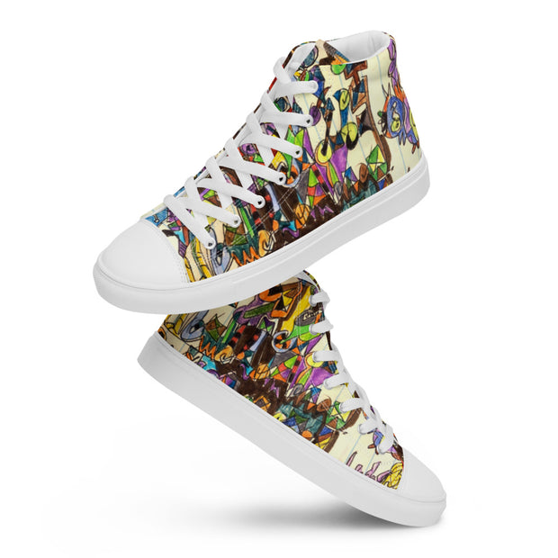 A Art Printed Men’s high top canvas shoes