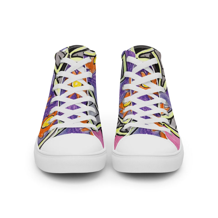 A Art Printed Men’s high top canvas shoes