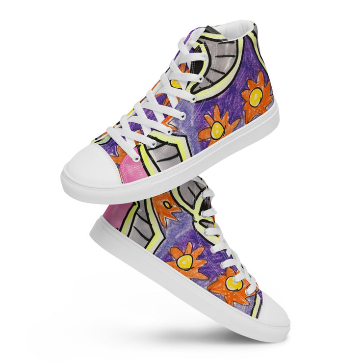 A Art Printed Men’s high top canvas shoes