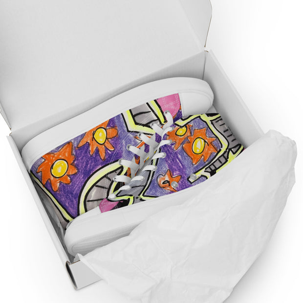 A Art Printed Men’s high top canvas shoes