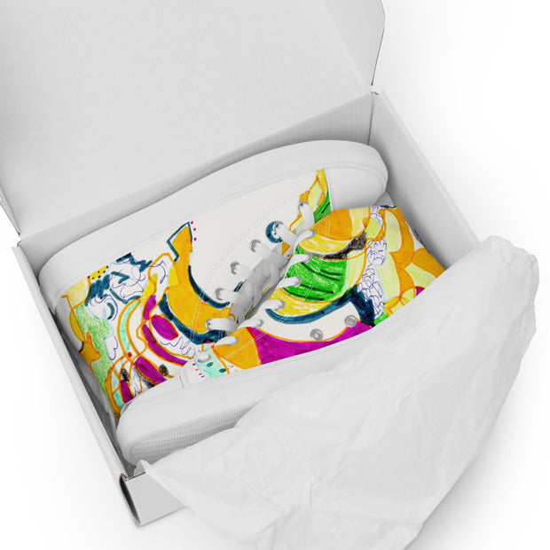 A printed Men’s high top canvas shoes