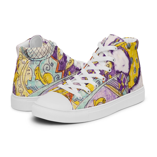 Peace-Love Cartoon Men’s high top canvas shoes