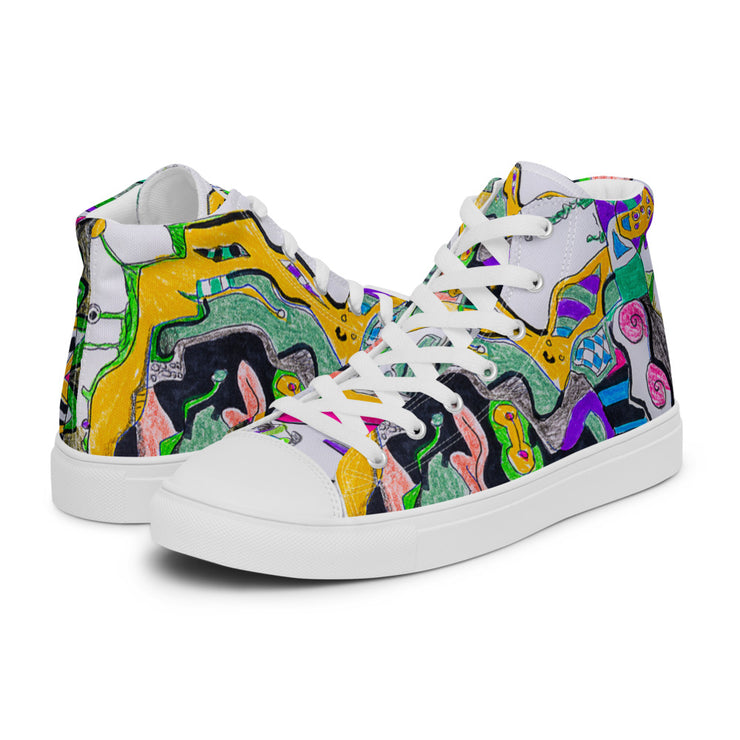 Peace-Love Art Shop Men’s high top canvas shoes