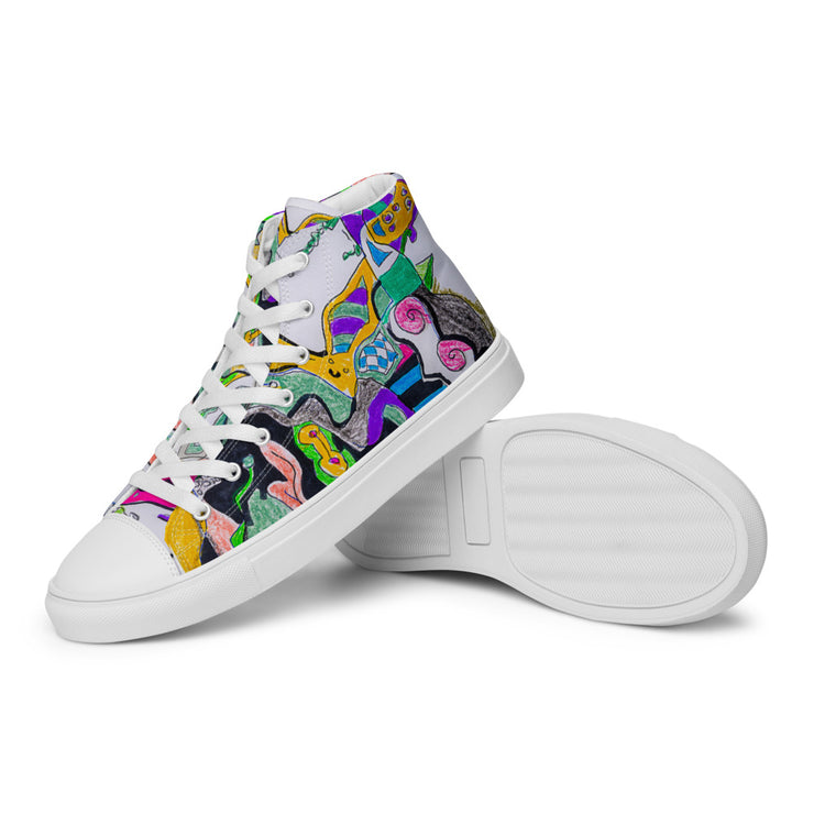 Peace-Love Art Shop Men’s high top canvas shoes