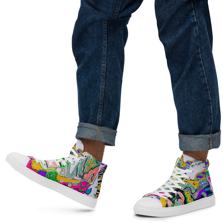 Peace-Love Art Shop Men’s high top canvas shoes