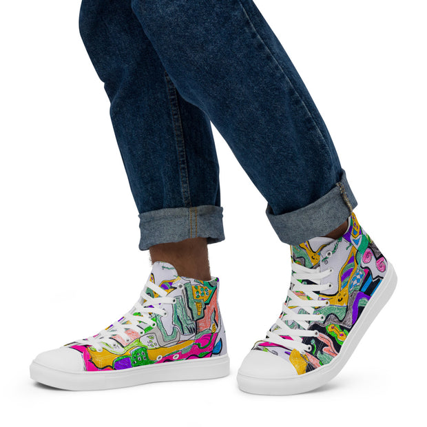 Peace-Love Art Shop Men’s high top canvas shoes