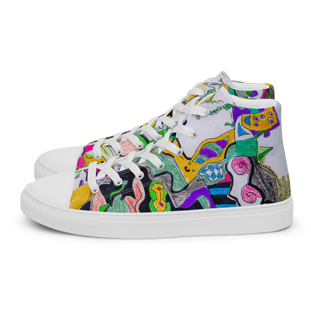 Peace-Love Art Shop Men’s high top canvas shoes