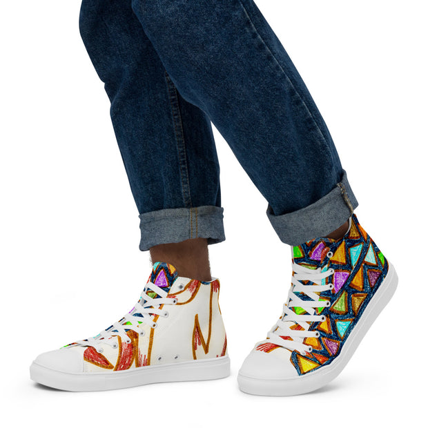 Walk With Peace-Love Men’s high top canvas shoes