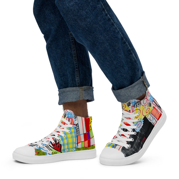 Art printed Men’s high top canvas shoes