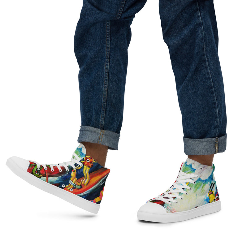 Sea Surf Art Men’s high top canvas shoes