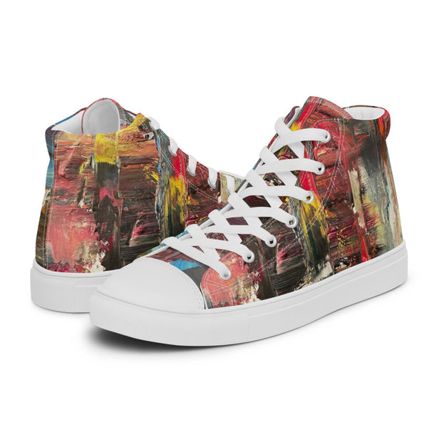 A Art Printed Men’s high top canvas shoes