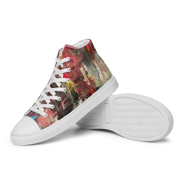 A Art Printed Men’s high top canvas shoes