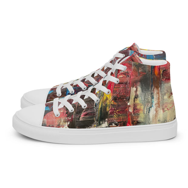 A Art Printed Men’s high top canvas shoes