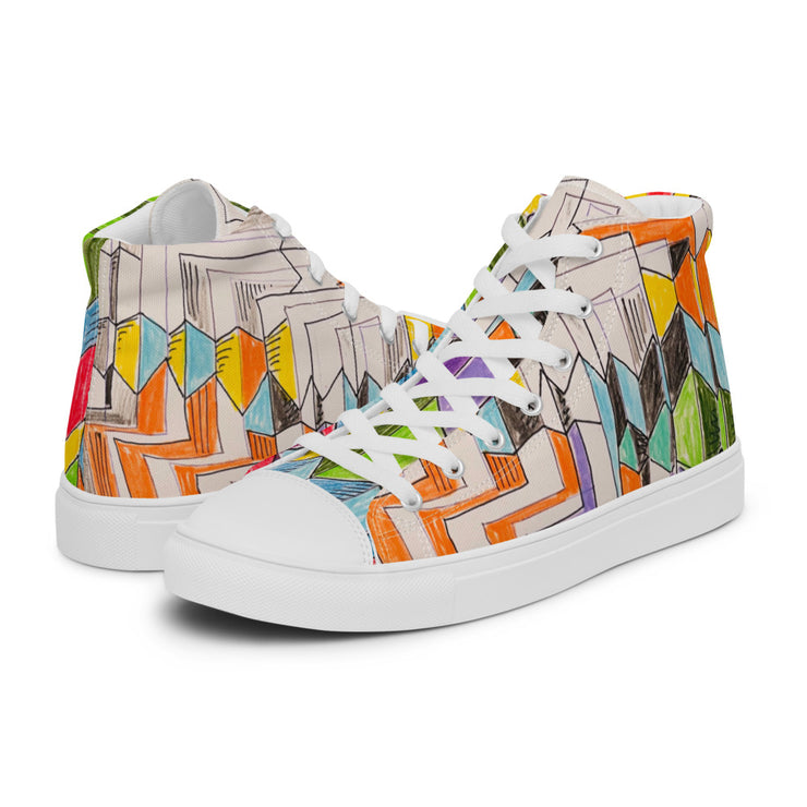 A Multi Color Peace Men’s high top canvas shoes