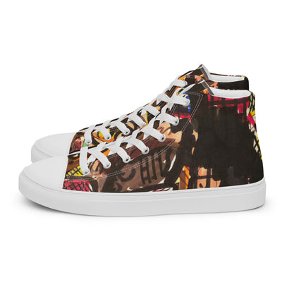 A Art Printed Men’s high top canvas shoes