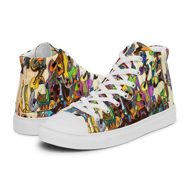 A Art Printed Men’s high top canvas shoes