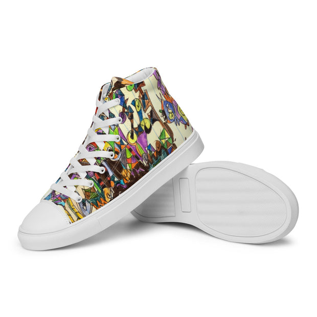 A Art Printed Men’s high top canvas shoes