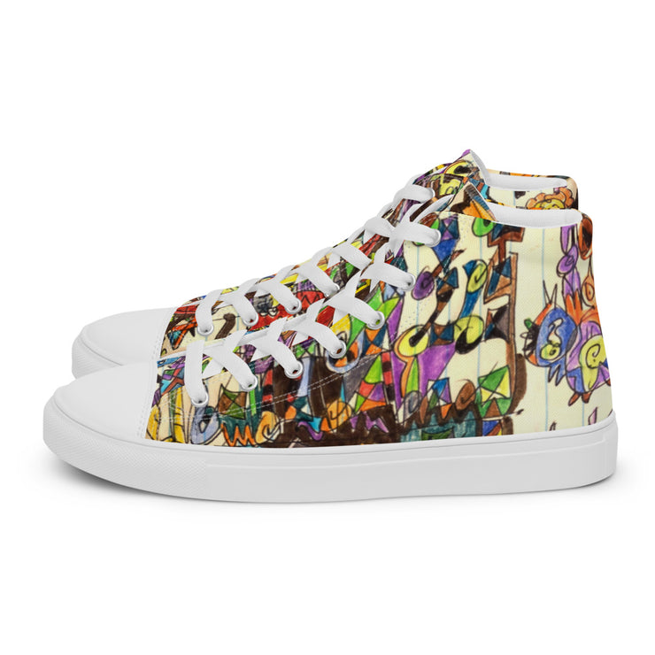 A Art Printed Men’s high top canvas shoes